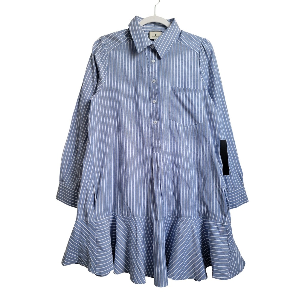NWT TUCKERNUCK Blue Stripe Callahan Shirt Dress Size Medium Cotton Blend - Picture 5 of 14